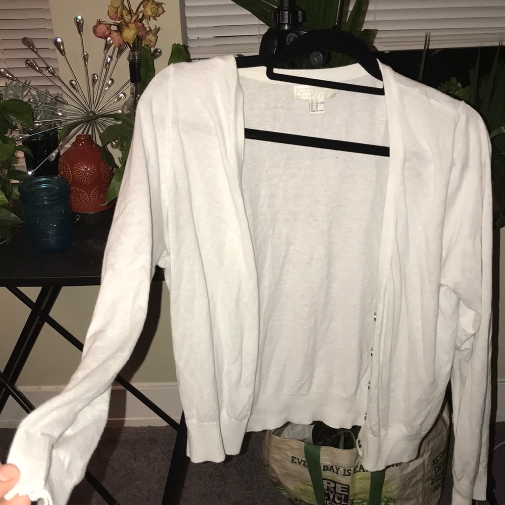 White button down cardigan